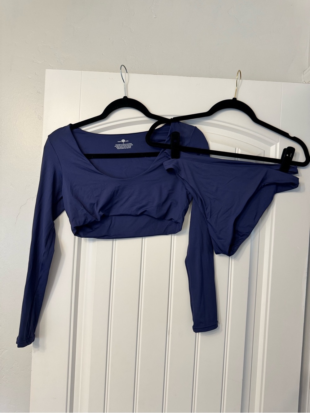 Toast Swim Long-Sleeve Scoop Neck Bikini Set - Deep Navy
